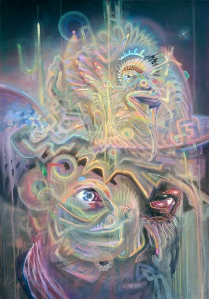 Visionary art psychedelic art ayahuasca dmt psychedelische kunst Art Print Dennis Konstantin Bax deutscher Maler Cowboy Portrait