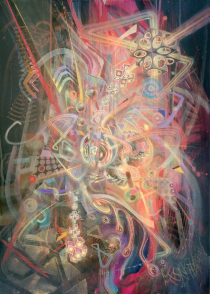 Psychedelic abstract painting by german psychedelic master artist Dennis Konstantin Bax