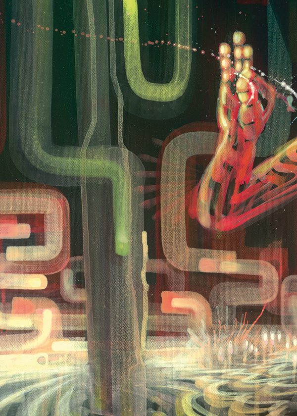 Detail of ayahuasca art print. Trippy art.