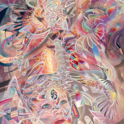 Visionary art print ayahuasca trippy psychedelische kunst kunstdruck family fractals