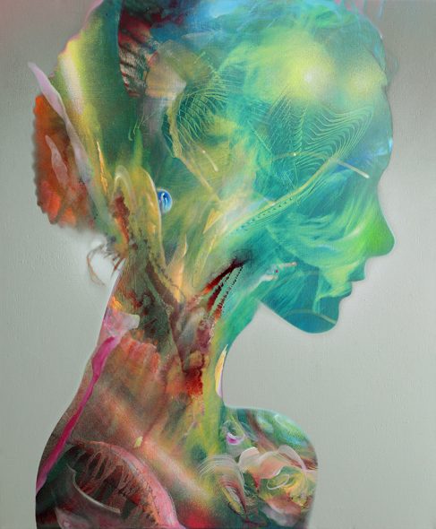 Fauna girl abstract nature portrait. Goddess of the Universe.