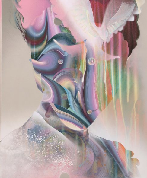 Abstract portrait of a beautiful woman with a dove. Psychedelic art painting malerei aus Hamburg