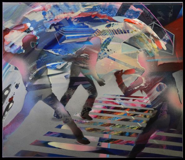 Abstract psychedelic art painting of Riots in the streets