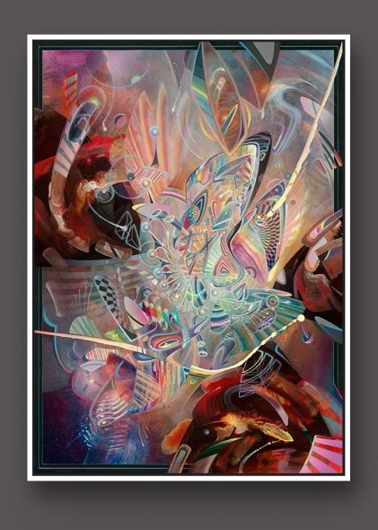 Abstract Fine art canvas print limited edition by dennis konstantin bax psychedelic art Dream Generator at work