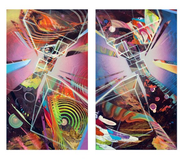 Tetris Painting in the psychedelic art style of german painter Dennis Konstantin Bax. Visionary art des Hamburger Künstler.
