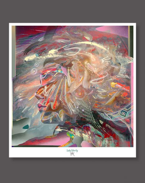 Lady Liberty Soul medicine Psychedelic art print signed by dennis konstantin bax. poster original fine art kunstdruck.