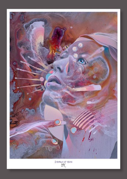 Woman talking to God Visionary art print by dennis konstantin bax poster kunstdruck ayahuasca psychedelische kunst hamburg