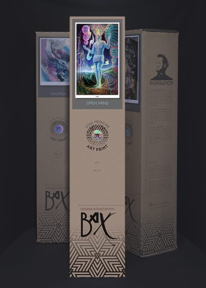 Soul Medicine Box visionary art print of german painter Dennis Konstantin Bax. Abstract DMT Ayahuasca Trippy art.