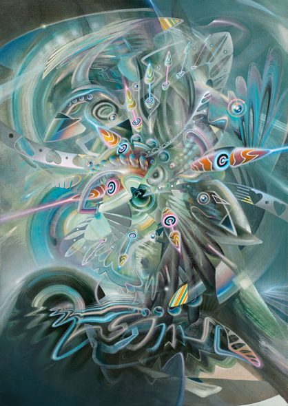 At war with the world. Nature fighting back. Visionary psychedelic art psychedelische kunst Dennis Konstantin Bax Defenders of Innocence